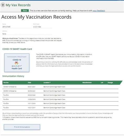 mass covid 19 smart health card|Access My Immunization Records .